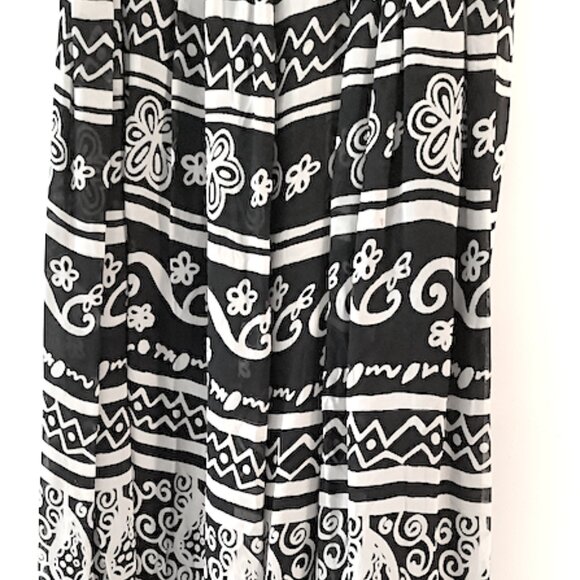Compagnie International Express-Maxi Black and White Rayon Circle Skirt, Size M - Picture 4 of 6